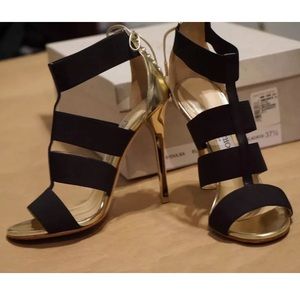 Jimmy Choo Dario - Leather  Sandal, Black/Gold